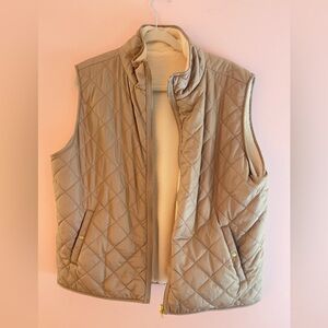 Quilted Tan and Cream “Shearling” Reversible Vest